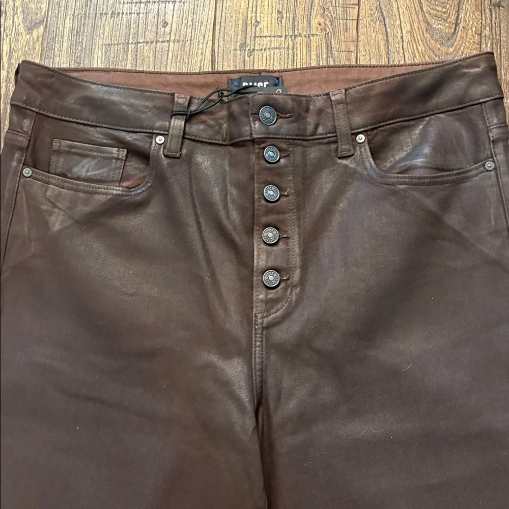 PAIGE Anessa Jeans 33 NWT Chicory Luxe Coated Ankle Flare Exposed Button Fly - Picture 5 of 13